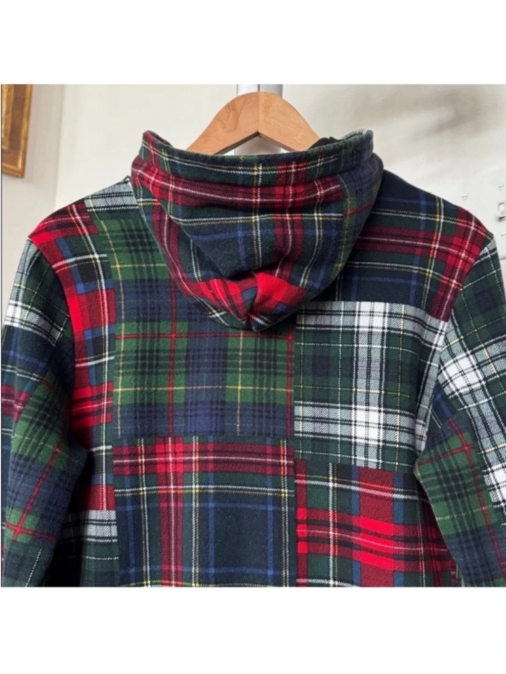 Polo Ralph Lauren Kids Youth Patchwork Plaid Fleece Hoodie/Sweatshirt Sz 14/16